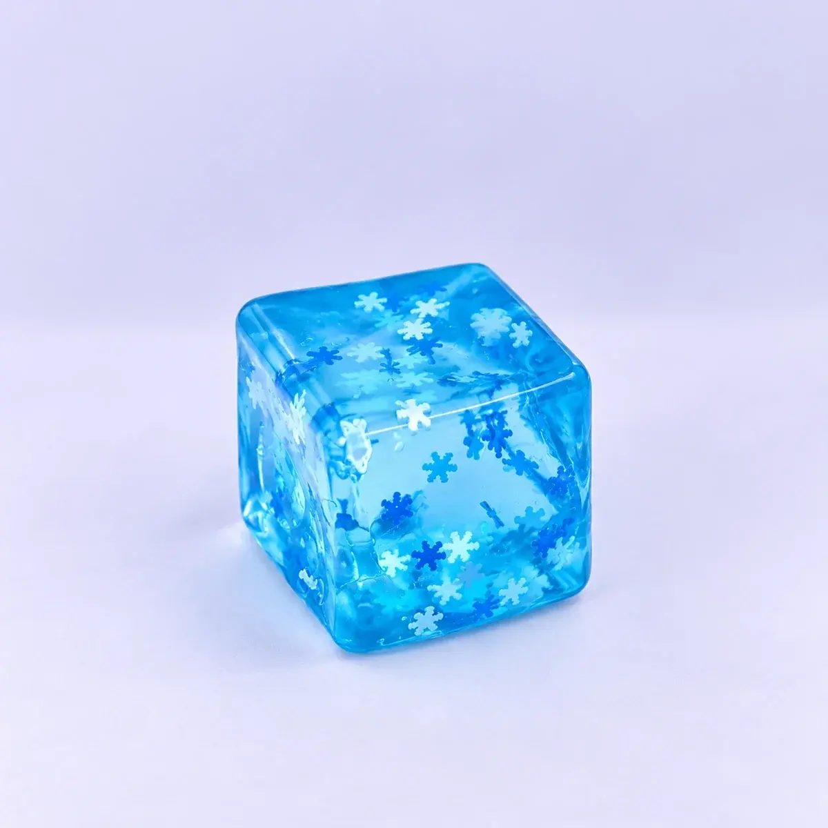 Frost Wish blue ice cube squishy with snowflakes inside